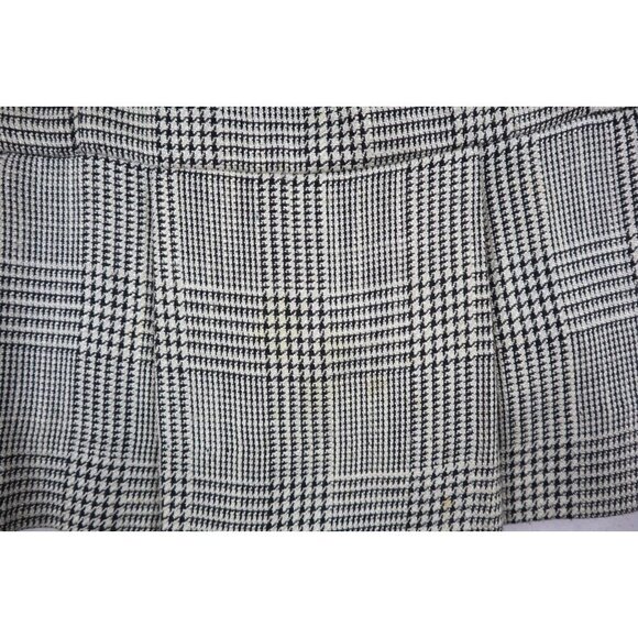 VINTAGE WOMEN'S BLACK & CREAM PLAID PENCIL SKIRT - PLEATED HEM - SIZE 15/16 - Picture 3 of 6